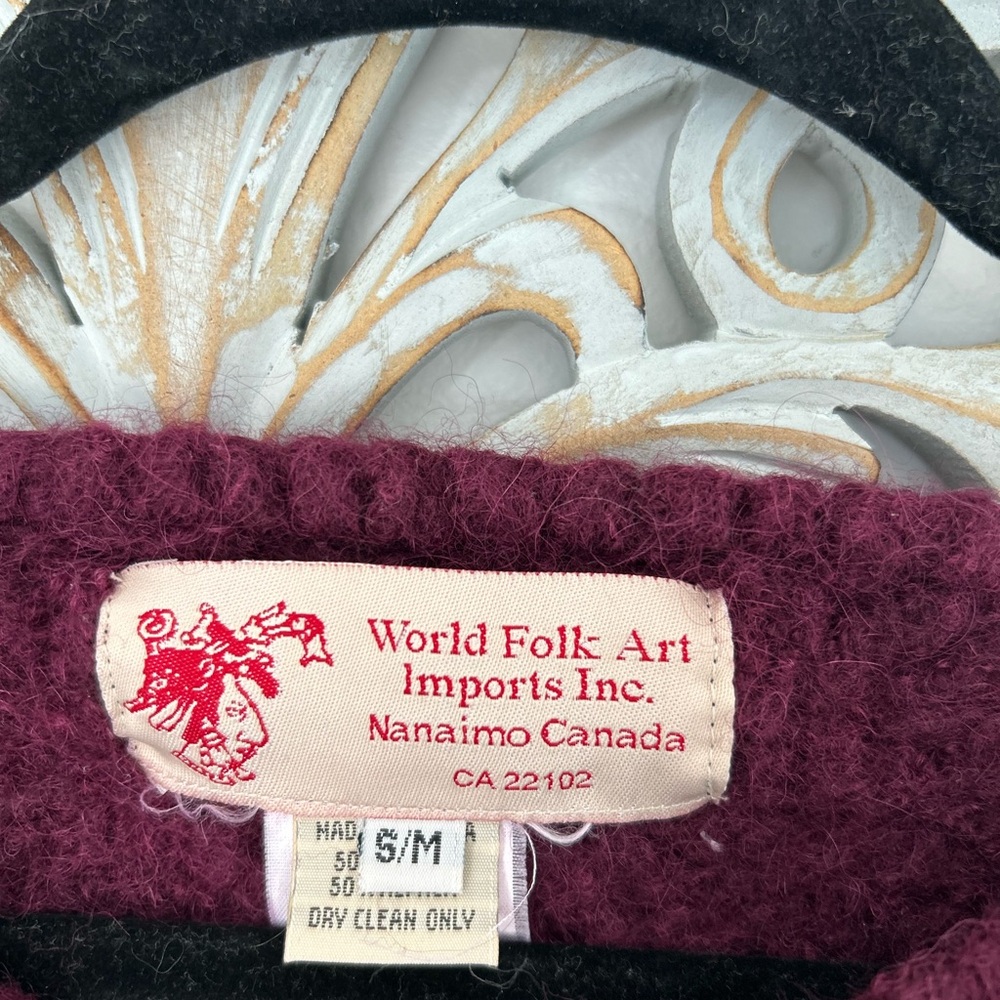 World Folk Art Knit Sweater – Burgundy – Small/Medium - Picture 4 of 5